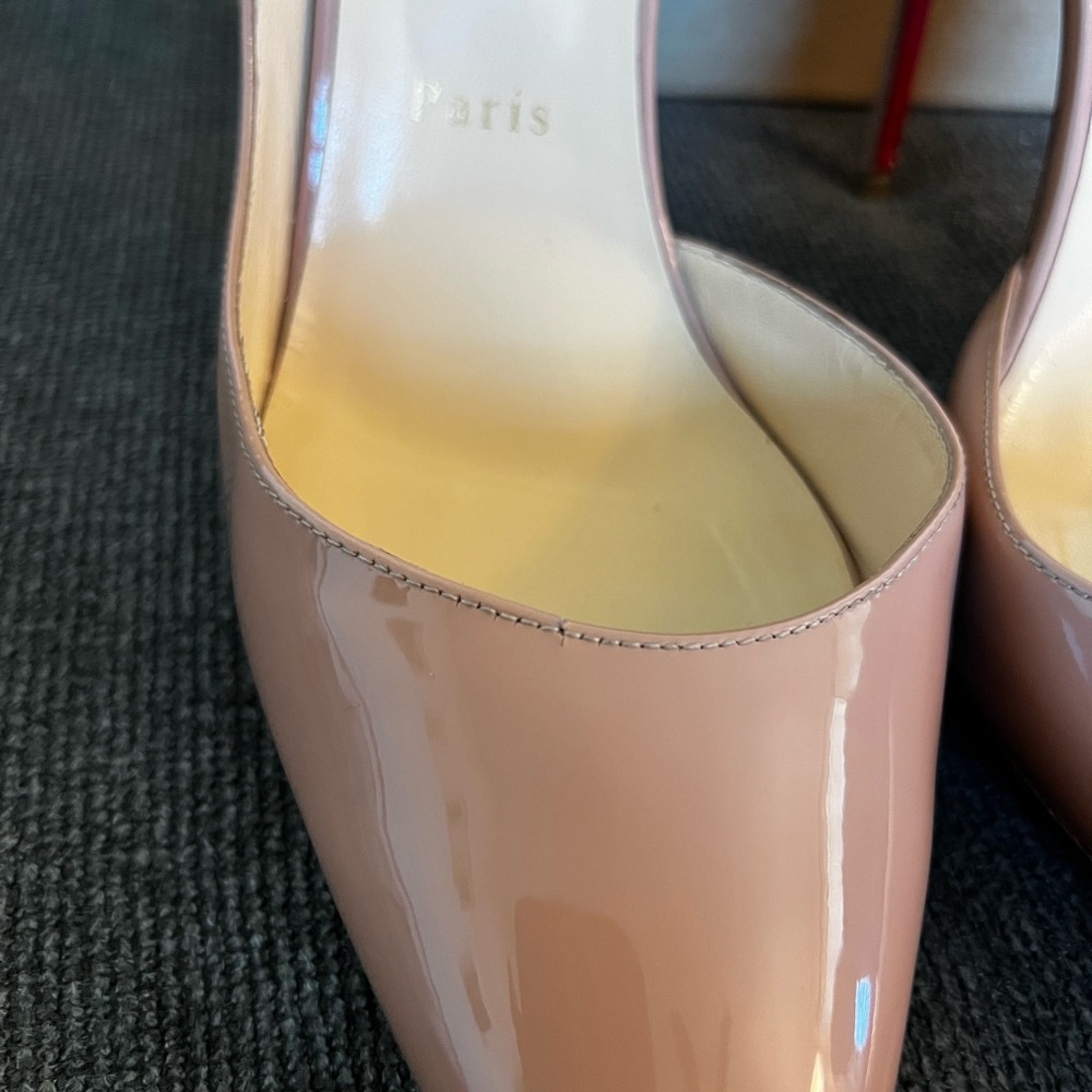 Christian Louboutin Iriza Nude Patent Leather Pointed-Toe Stiletto Pumps - Picture 6 of 11